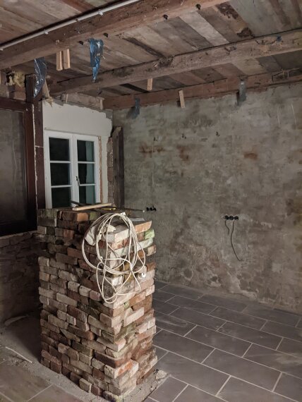 Teilüberdachter Innenhof