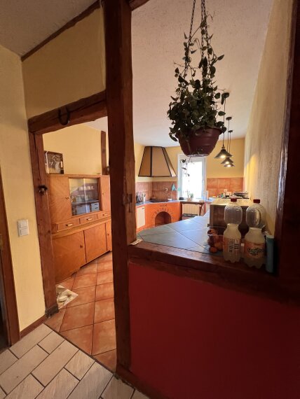 Küche mit Ess- und Wohnzimmer