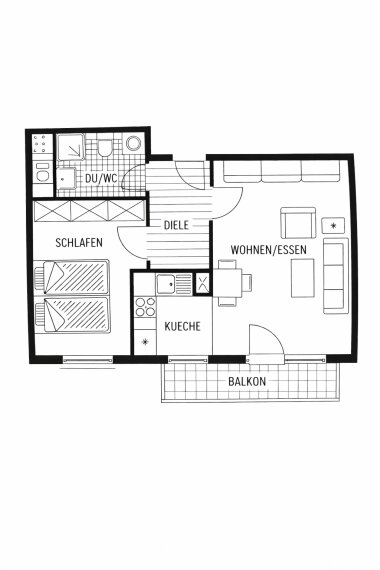 Grundriss-Zweizimmerwohnung